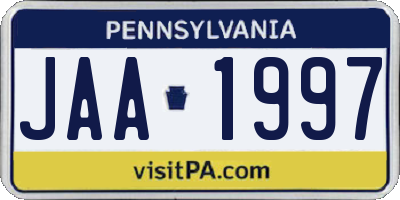 PA license plate JAA1997