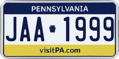 PA license plate JAA1999