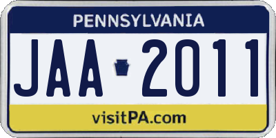 PA license plate JAA2011