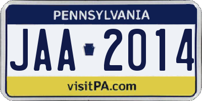 PA license plate JAA2014