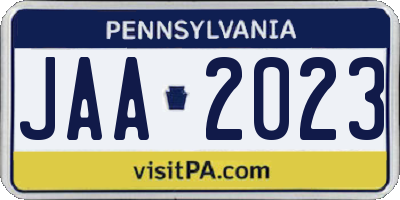 PA license plate JAA2023