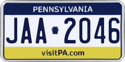 PA license plate JAA2046