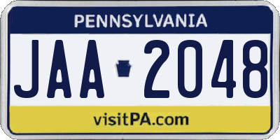 PA license plate JAA2048