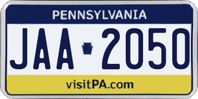 PA license plate JAA2050