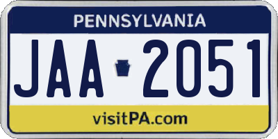 PA license plate JAA2051
