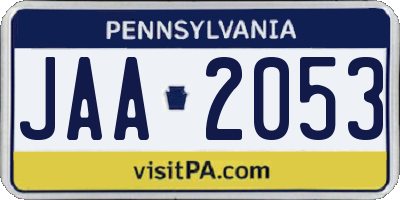 PA license plate JAA2053