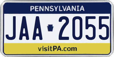 PA license plate JAA2055