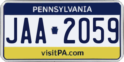 PA license plate JAA2059