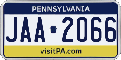 PA license plate JAA2066