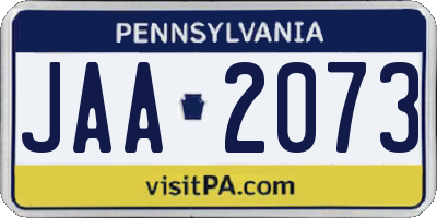 PA license plate JAA2073