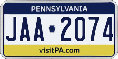 PA license plate JAA2074