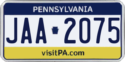 PA license plate JAA2075