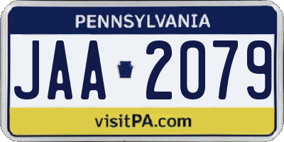 PA license plate JAA2079