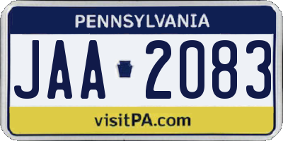 PA license plate JAA2083