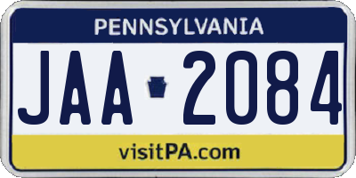 PA license plate JAA2084