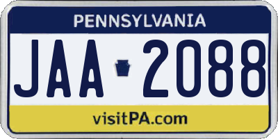 PA license plate JAA2088