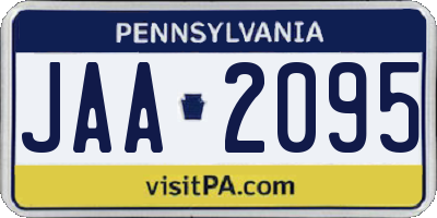 PA license plate JAA2095