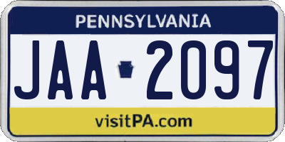 PA license plate JAA2097