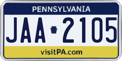 PA license plate JAA2105