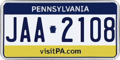 PA license plate JAA2108