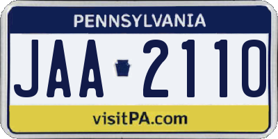 PA license plate JAA2110