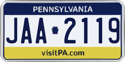 PA license plate JAA2119