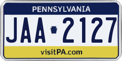 PA license plate JAA2127