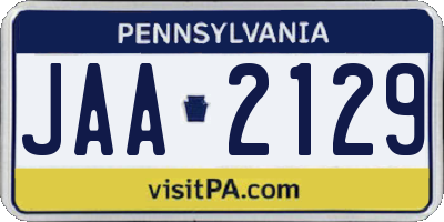 PA license plate JAA2129