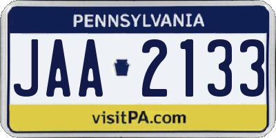 PA license plate JAA2133