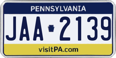 PA license plate JAA2139