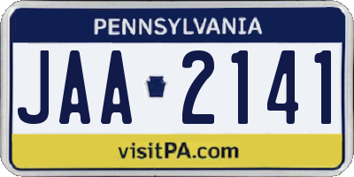 PA license plate JAA2141