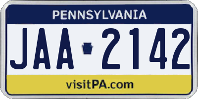 PA license plate JAA2142