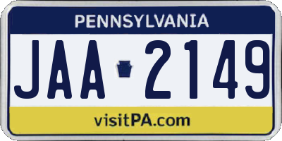 PA license plate JAA2149