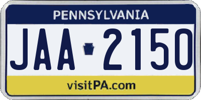 PA license plate JAA2150