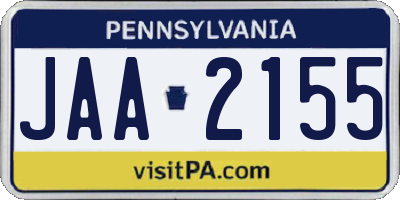 PA license plate JAA2155