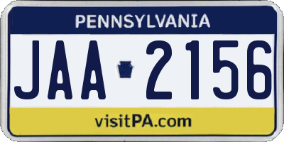 PA license plate JAA2156