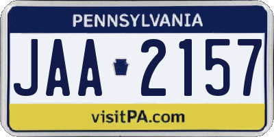 PA license plate JAA2157