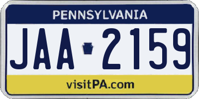 PA license plate JAA2159