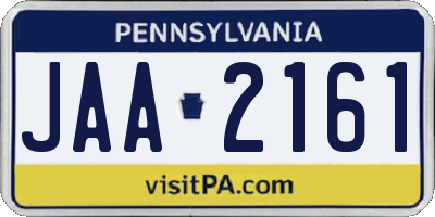 PA license plate JAA2161