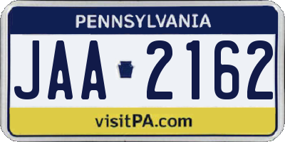 PA license plate JAA2162