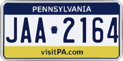 PA license plate JAA2164