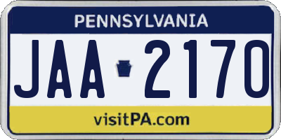 PA license plate JAA2170