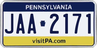 PA license plate JAA2171