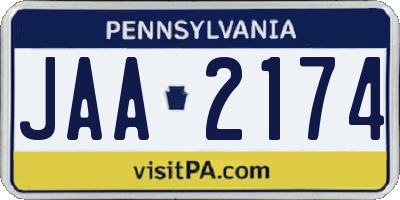 PA license plate JAA2174