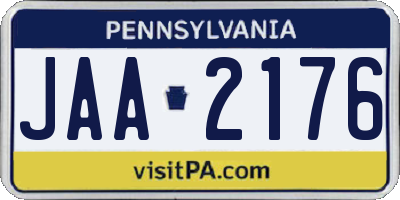 PA license plate JAA2176