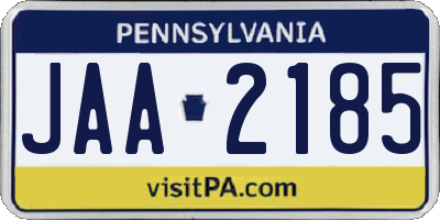 PA license plate JAA2185