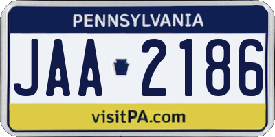 PA license plate JAA2186