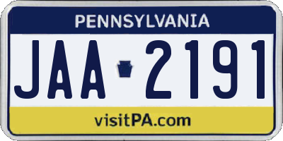 PA license plate JAA2191