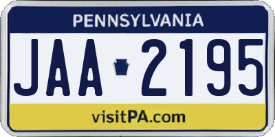 PA license plate JAA2195