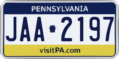 PA license plate JAA2197
